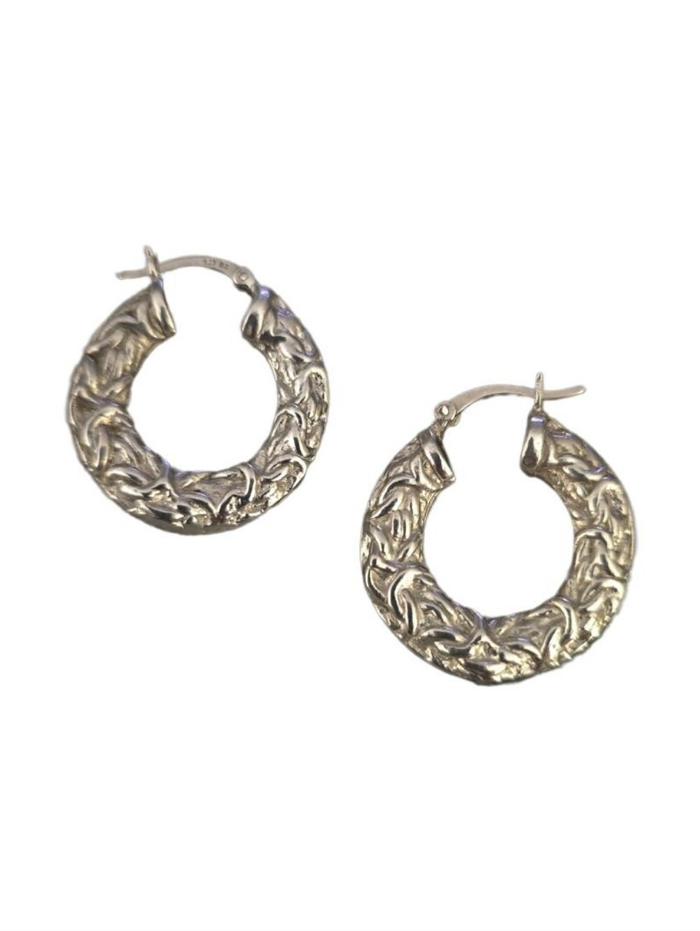 Byzantine Sterling Silver Hoop Earrings 925